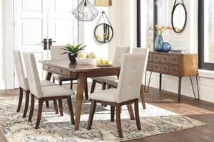 Centior Casual Two-tone Brown Color Wood  Dinging Room Set: Rectangular Table And 6 Chairs, Server
