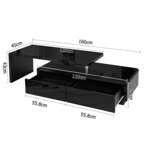Rotatable L shape Bench TV Stand High Gloss Black