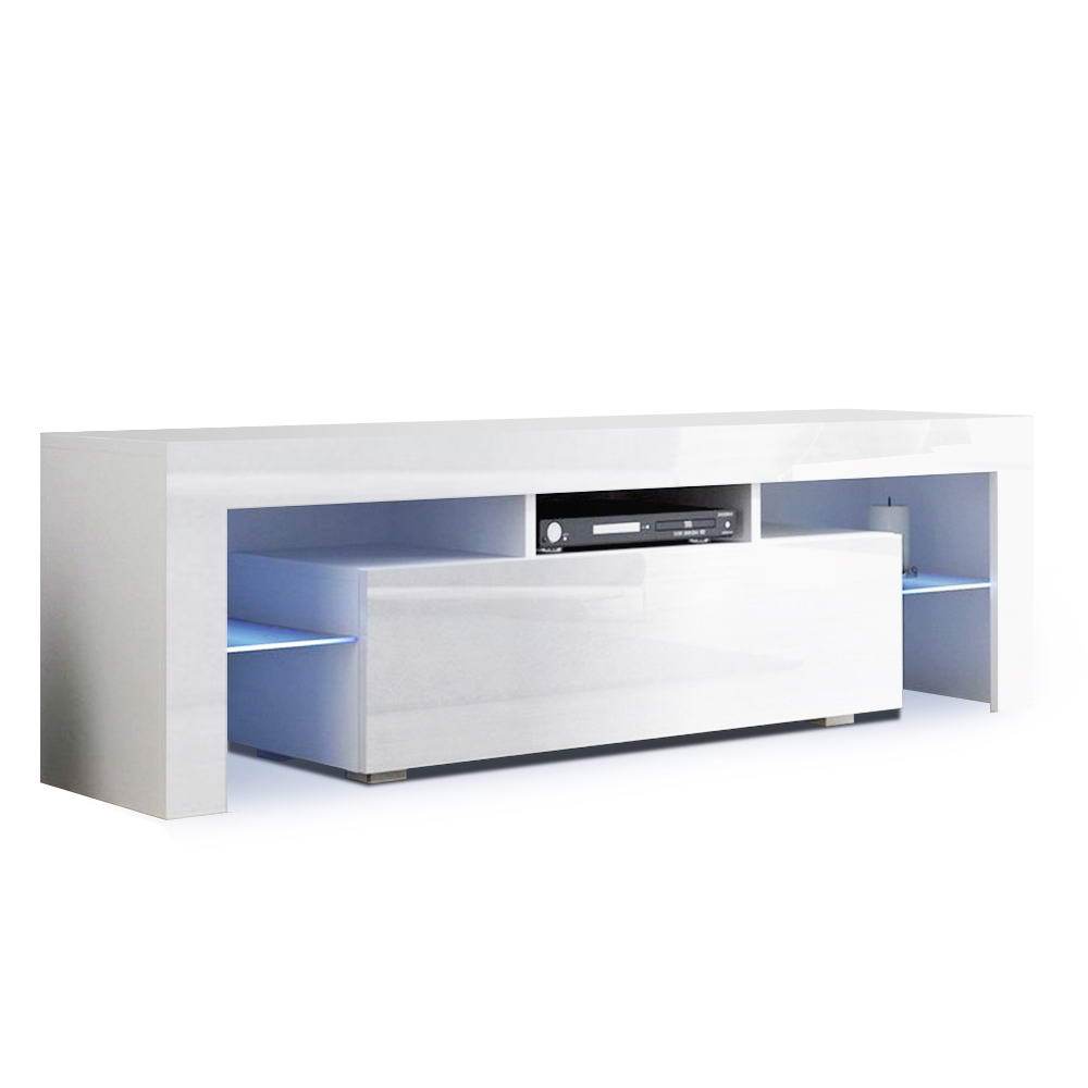 Artiss 130cm RGB LED TV Stand Cabinet Entertainment Unit Gloss White
