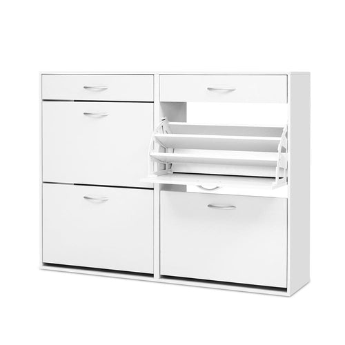 36 Pairs Shoe Cabinet Rack Organisers Storage Shelf Drawer Cupboard White