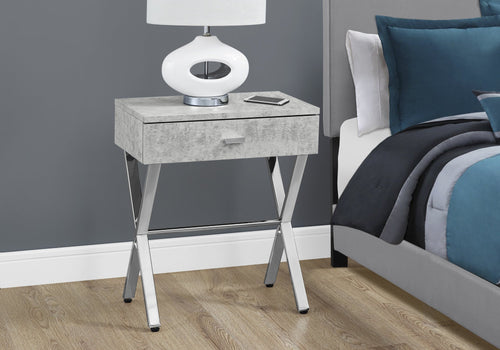 CAPPUCCINO WITH CHROME METAL FRAME NIGHT STAND/ACCENT TABLE