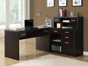 CAPPUCCINO LEFT OR RIGHT FACING CORNER COMPUTER DESK WITH DRAWER