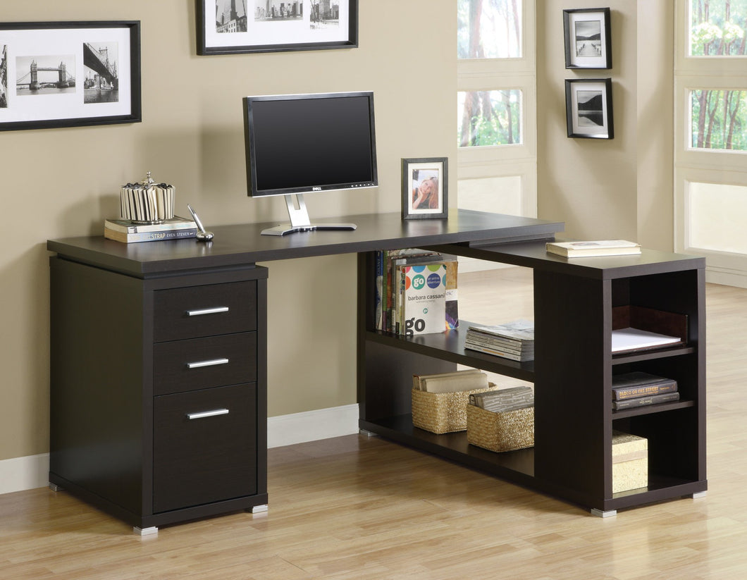 CAPPUCCINO LEFT OR RIGHT FACING CORNER COMPUTER DESK WITH STORAGE