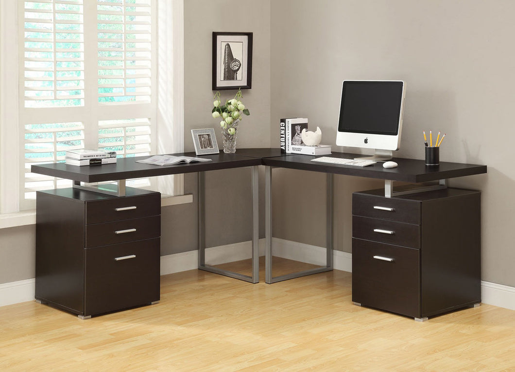 CAPPUCCINO L SHAPED CORNER COMPUTER DESK WITH DRAWER