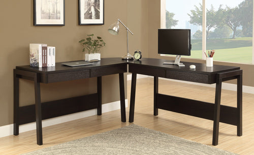CONTEMPORARY L SHAPED CORNER COMPUTER DESK IN CAPPUCCINO