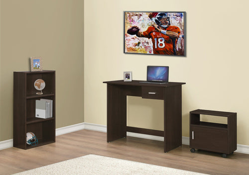 CAPPUCCINO COMPUTER DESK WITH BOOKCASE AND CART, 3 PIECES SET
