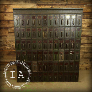 Vintage Industrial Steel 72 Drawer Steel Mail File Ledger Cabinet Card Catalog