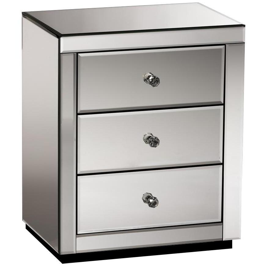 Artiss Mirrored Bedside table Drawers Furniture Mirror Glass Presia Smoky Grey