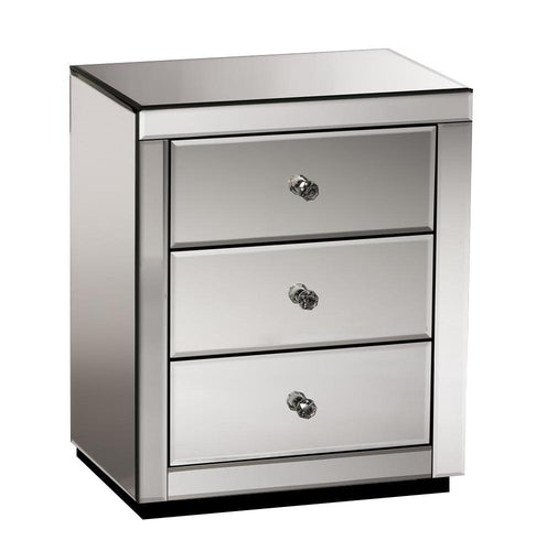 Artiss Mirrored Bedside Table Drawers Furniture Mirror Glass Presia Smoky Grey