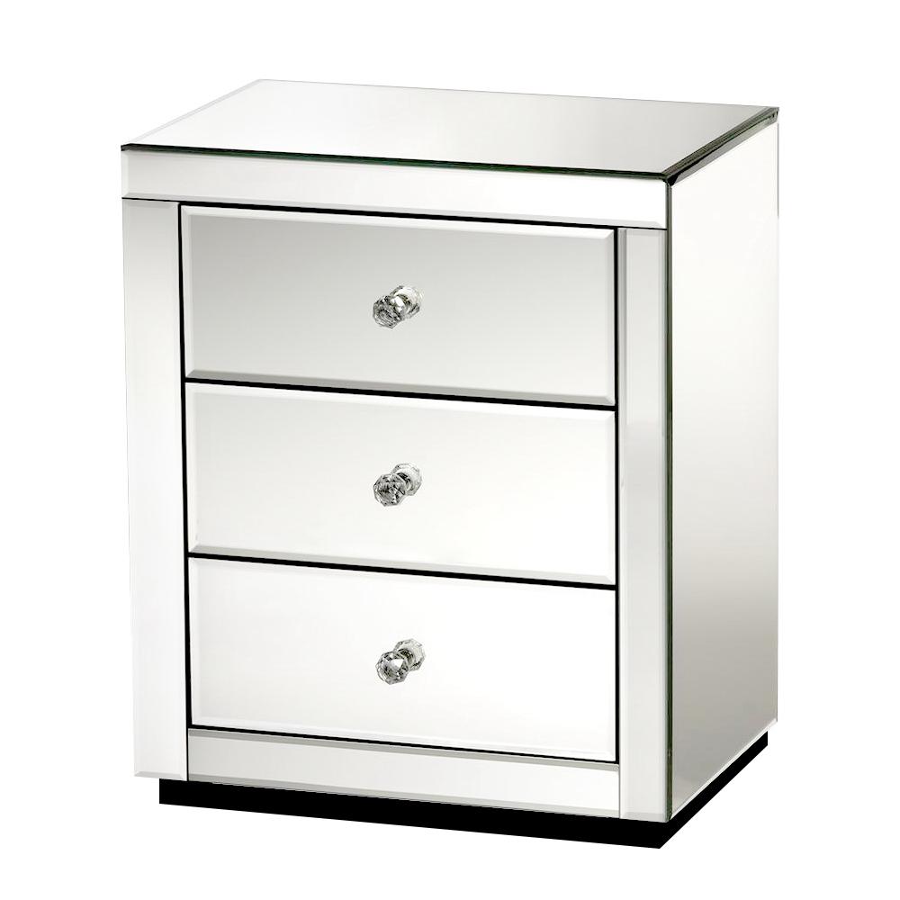 Artiss Mirrored Bedside table Drawers Furniture Mirror Glass Presia Silver