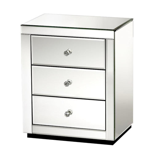 Artiss Mirrored Bedside Table Drawers Furniture Mirror Glass Presia Silver