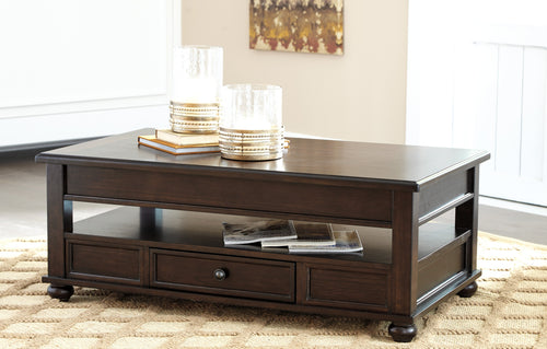 Barilanni Dark Brown Color Casual Lift Top Cocktail Table