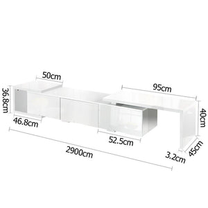 High Gloss Adjustable TV Stand Entertainment Unit - White