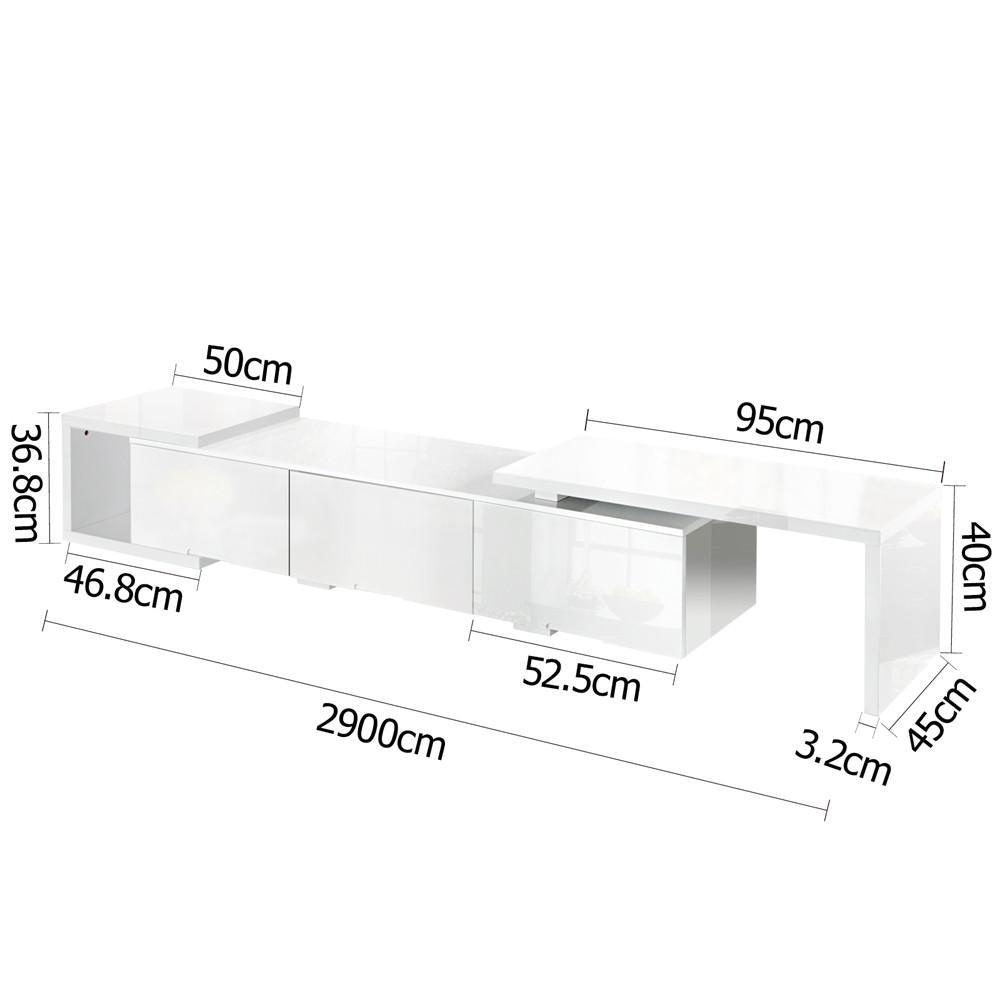 High Gloss Adjustable TV Stand Entertainment Unit - White