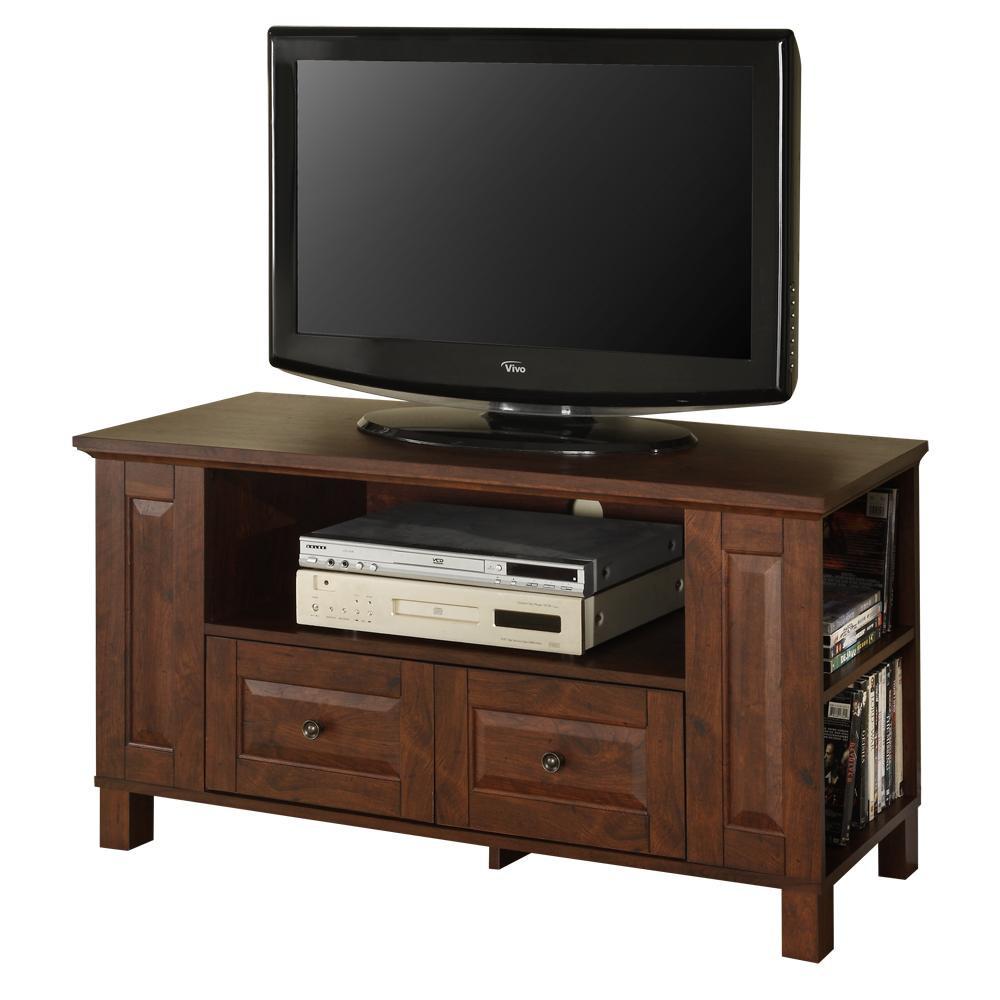 44 in. Multi-Purpose Wood TV Console - Traditional Brown