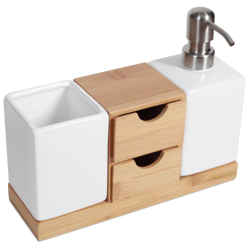 Bamboo Soap Dispenser + Organizer