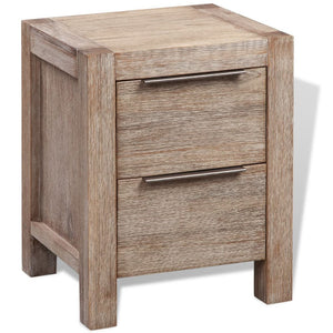 Bedside Cabinet Solid Brushed Acacia Wood 42x45x58 cm