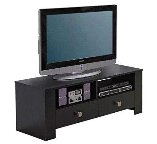 Black TV Stand 2 Drawer Widescreen LCD Television Cabinet Plasma Media Unit