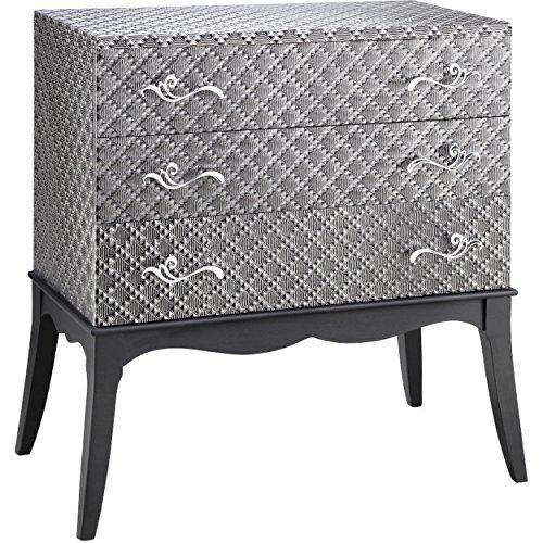 Contemporary Gray Storage Chest with 3 Storage Drawers | Flared Legs, Textured Finish