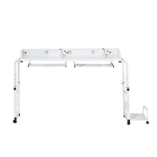 furniture-uk-shop Home Rolling Adjustable Computer Desk Table Over Bed Laptop Storage Desk (White)