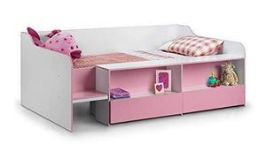 Julian Bowen Stella Girls Low Sleeper Bed - Single, White/Soft Pink