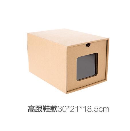 3pcs DIY Kraft paper shoes storage box with transparent window Environmentally Folding drawer type finishing box shoe organizer