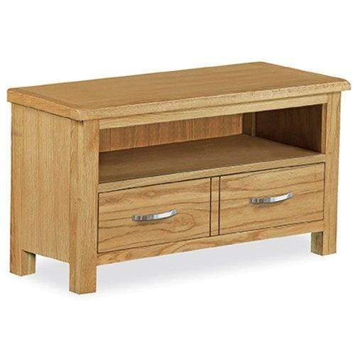 Roseland Furniture London Oak Light Lacquered Small TV Unit, Beige